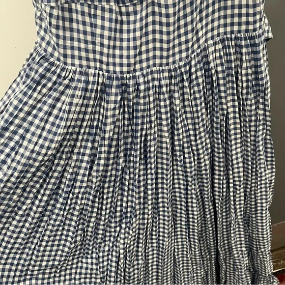 Doen Maxi Dress Sora Blue Gingham Plaid Ruffle Sleeveless size XL - Picture 8 of 13